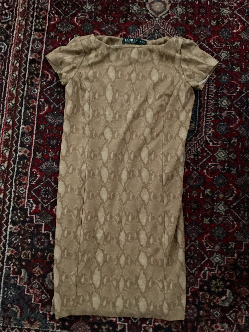 Ralph Lauren Beige Snake-Print Mini Dress